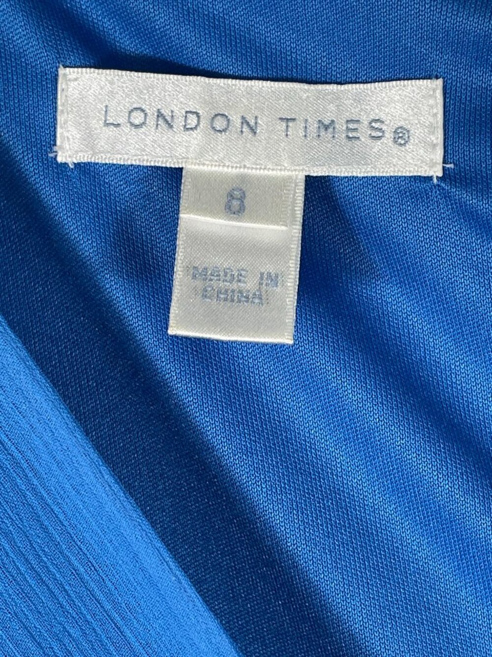 London Times Blue Tiered Chiffon Cocktail Dress Sleeveless V-Neck Size 8 - Picture 4 of 11